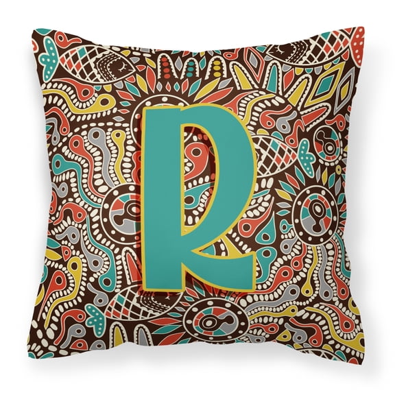 Monogram Letter Retro Tribal Alphabet Fabric Decorative Pillow
