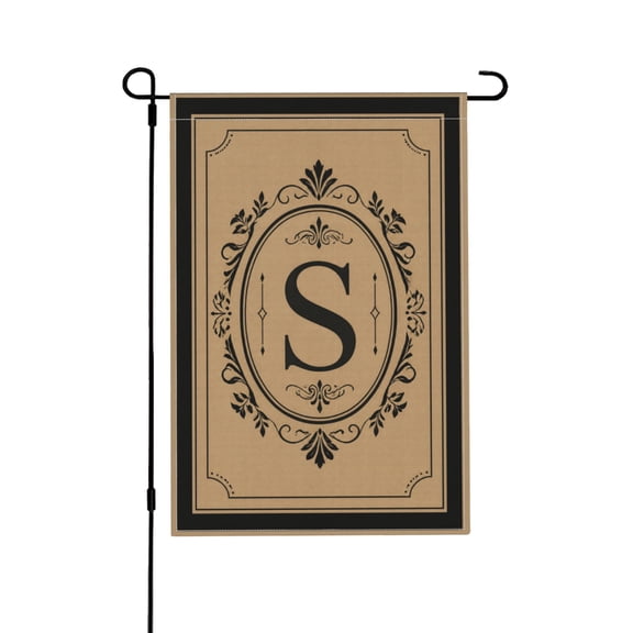 Monogram Letter S Burlap Double Sided Garden Flag For Outdoor Decor 12x18 in
