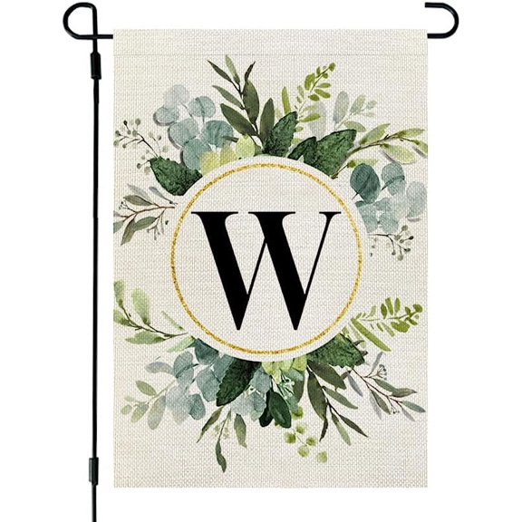 Monogram Letter S Garden Flag Floral 12x18 Inch Double Sided for Outside Small Burlap Family Last Name Initial Yard Flag CF781-12