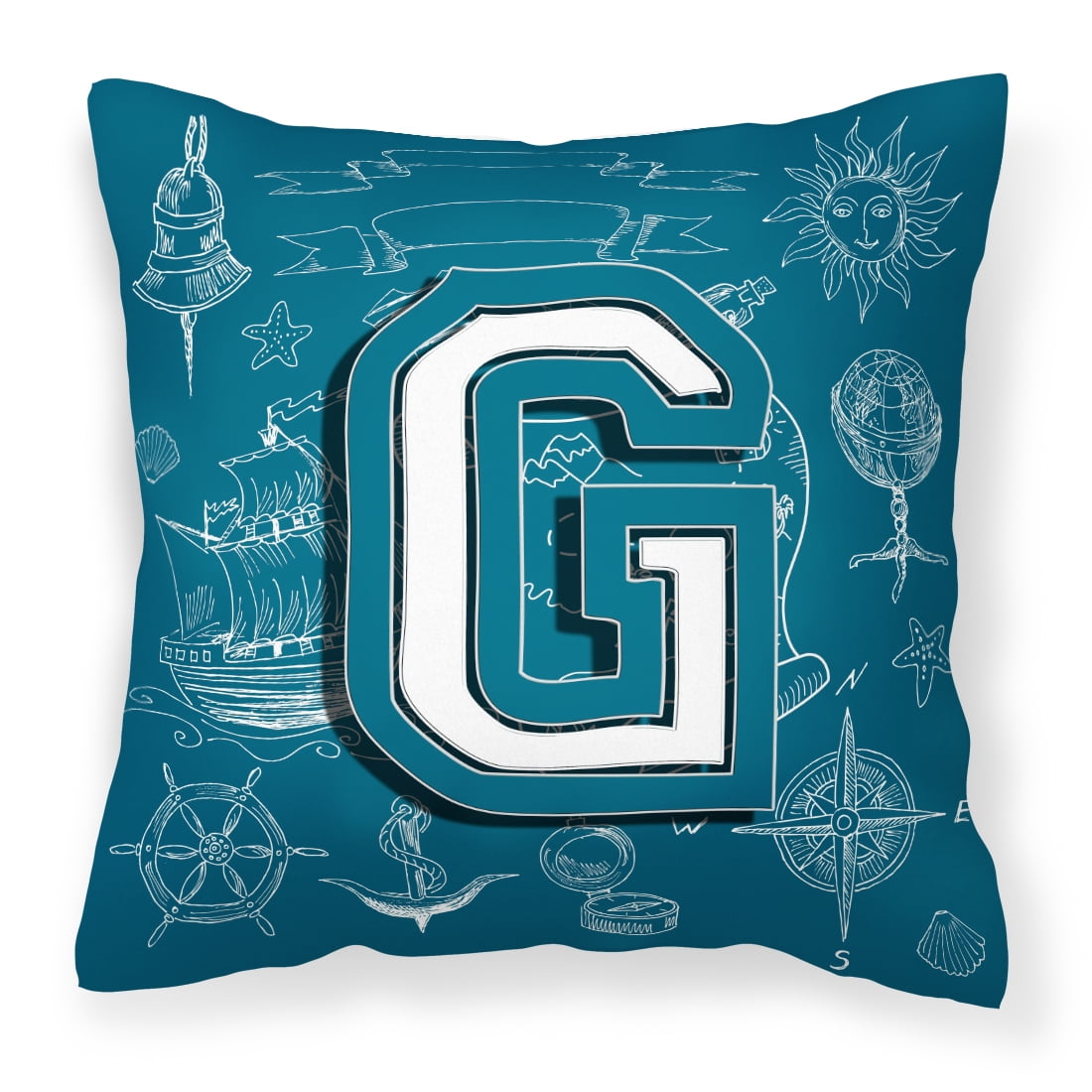 Monogram Letter Sea Doodles Alphabet Fabric Decorative Pillow - Walmart.com