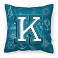 thumbnail image 1 of Monogram Letter Sea Doodles Alphabet Fabric Decorative Pillow, 1 of 4
