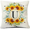 thumbnail image 1 of Monogram Letter U Summer Sunflower Throw Pillow Covers 18x18 Inch, Floral Bee Pillows Covers Decorative Family Last Name Initial Throw Pillowcase Decor for Couch Sofa, 1 of 6