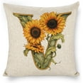 thumbnail image 1 of Monogram Letter V Summer Sunflower Pillow Covers, Floral Decorative Initial 18x18 Inch Throw Pillows for Girls Kids Home Farmhouse Last Name Pillow Case for Sofa Couch Decor, 1 of 6
