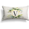 thumbnail image 1 of Monogram Letter V Throw Pillow Covers Floral 12x20 Inch, Greenery Spring Pillows Decorative Throw Pillows Pillowcase Summer Farmhouse Decor for Couch Sofa, Family Last Name Initial Pillow Case, 1 of 6