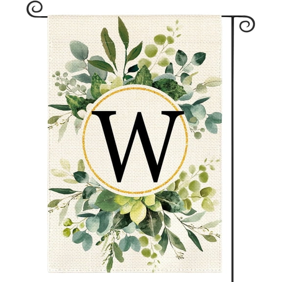 Monogram Letter W Floral Garden Flag 12x18 Inch Double Sided Outside, Family Last Name Initial Yard Outdoor Decoration