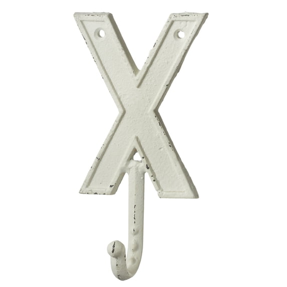 Monogram Letter X Single Wall Hook Painted Cast Iron 7.5 Inch