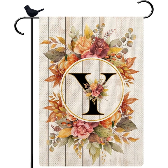 Monogram Letter Y Small Garden Flag Burlap Family Last Name Initial Yard Flag 12.5 x 18 Inch Floral Garden Flag Vertical Holiday Outdoor Farmhouse Decoration