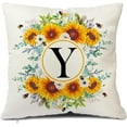 thumbnail image 1 of Monogram Letter Y Summer Sunflower Throw Pillow Covers 18x18 Inch, Floral Bee Pillows Covers Decorative Family Last Name Initial Throw Pillowcase Decor for Couch Sofa, 1 of 6