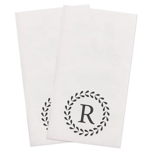 MyMealivos 20Pcs Monogrammed Hand Towels, Letter R Initial Disposable Napkins, Decorative Guest Paper Towels for Wedding, Baby Shower, Birthday Party, Bathroom, Kitchen