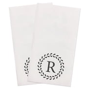 MyMealivos 20Pcs Monogrammed Hand Towels, Letter R Initial Disposable Napkins, Decorative Guest Paper Towels for Wedding, Baby Shower, Birthday Party, Bathroom, Kitchen