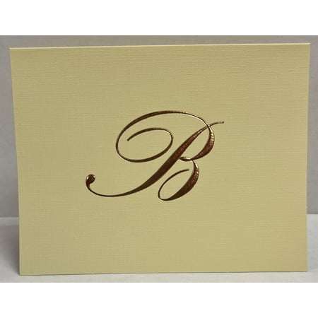 Monogram Note Cards Embossed Gold Initial Letter Party Invitations Thank Yous