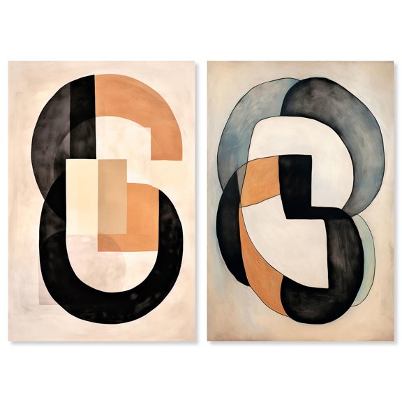 Monogram Numbers Set Canvas Set of 2 Boho Abstract by Art Remedy, Gallery Wrapped, 36 x 54