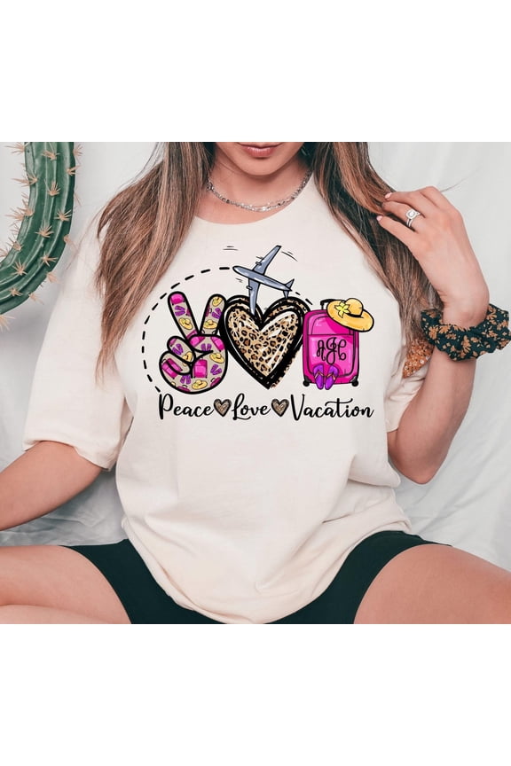 Monogram Peace Love Vacation Shirt, Vacation Shirt, Summer Shirt, Travel Shirt, Monogrammed Shirt, Personalized Shirt