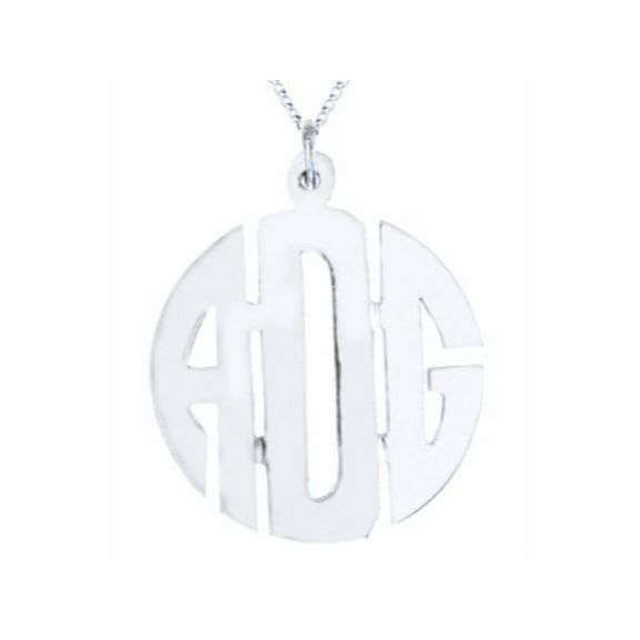 Monogram Pendant Necklace Personalized 25mm Sterling Silver or Yellow Gold Plated Silver.  Special Order, Made to Order. PLP005SSW