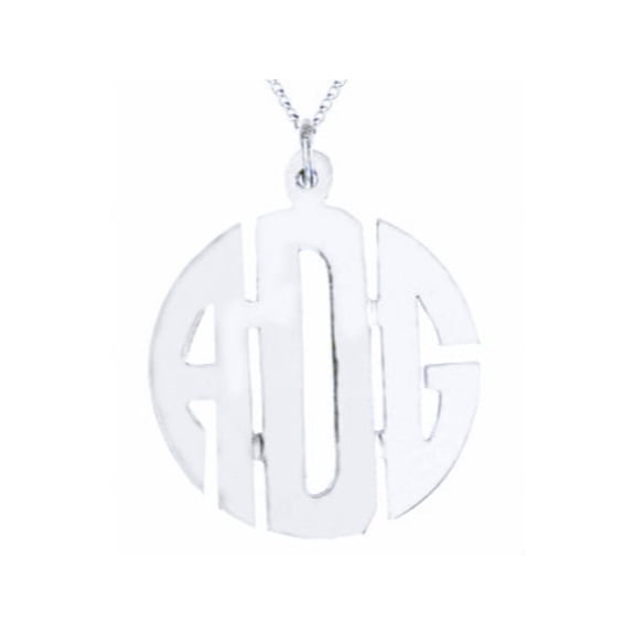 Monogram Pendant Necklace Personalized 25mm Sterling Silver or Yellow Gold Plated Silver.  Special Order, Made to Order. PLP005SSW