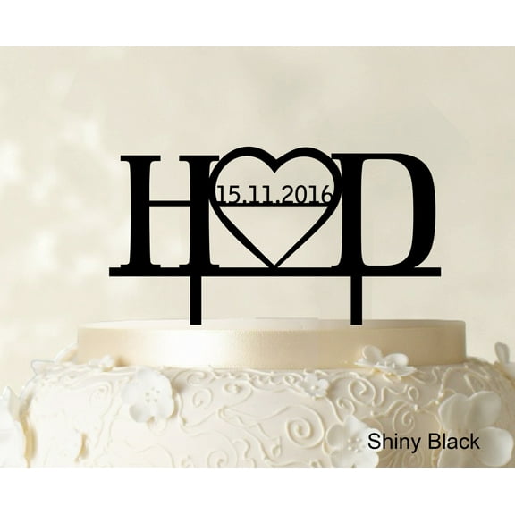 "Monogram Personalized Cake Topper Custom Wedding Cake Topper Cake Decorations Color Option Available 5""-7"" Inches Wide"