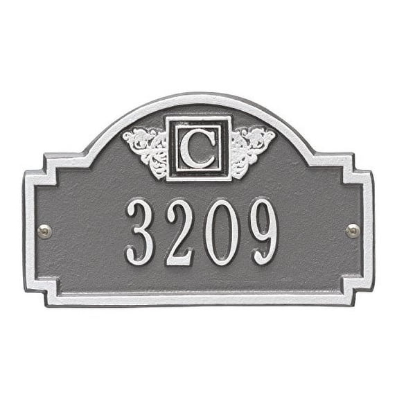 Monogram Petite House Number Wall Plaque in Pewter and Silver