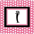 thumbnail image 1 of Monogram - Pink Black Polka Dots Foam Coasters, Initial Letter I - Set Of 4, 3.5 x 3.5 In., 1 of 1