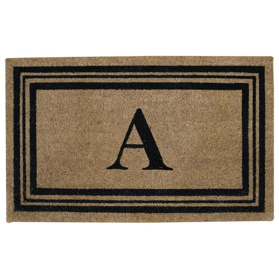 Monogram Printed Coir Fiber Doormat 18x28 Non-Slip Rug, Durable Outdoor / Indoor Mat, Entryway, Front Door, Porch, Patio, Welcome Mat, Letter A