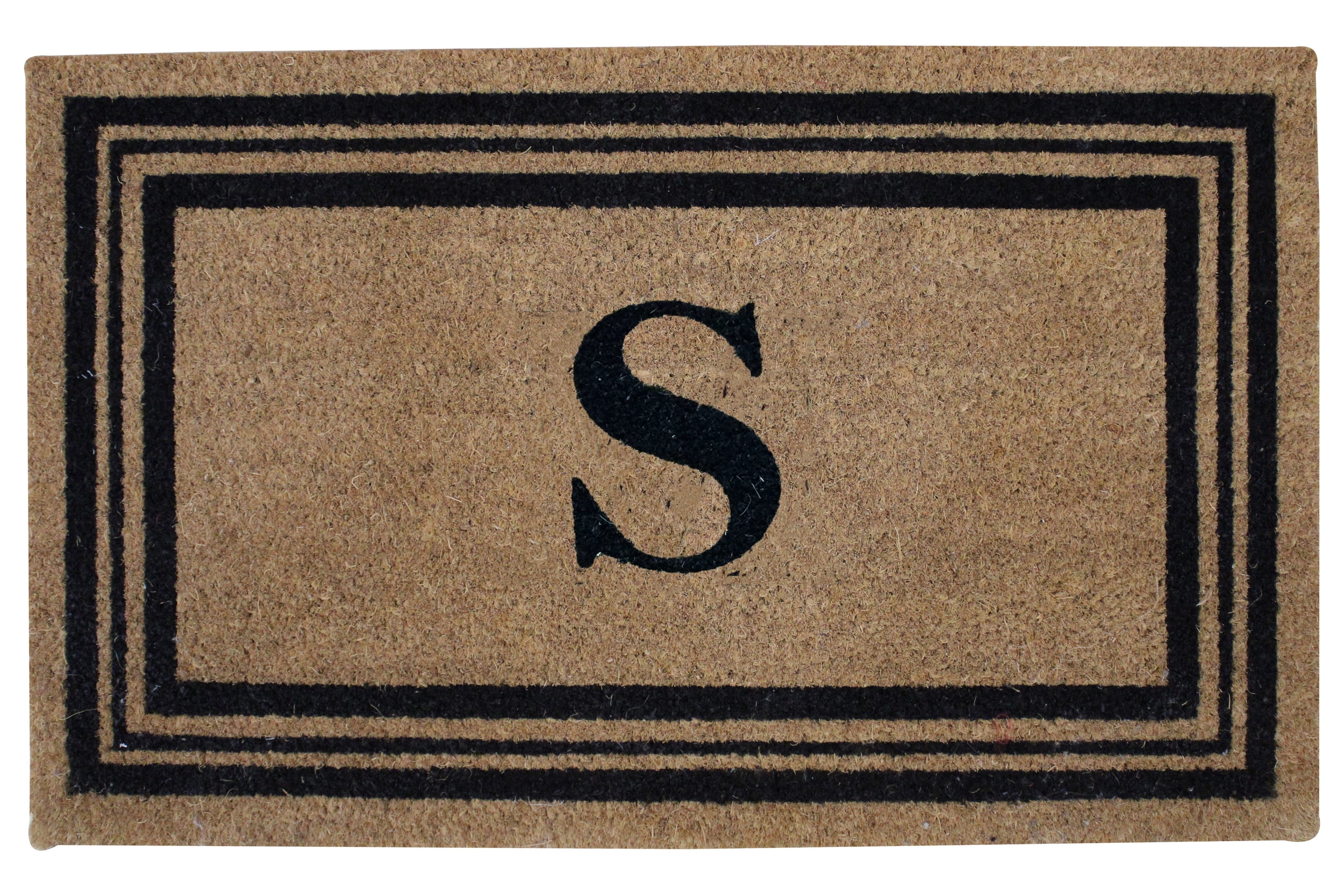 Monogram Printed Coir Fiber Doormat 18x28 NonSlip Rug, Durable Outdoor