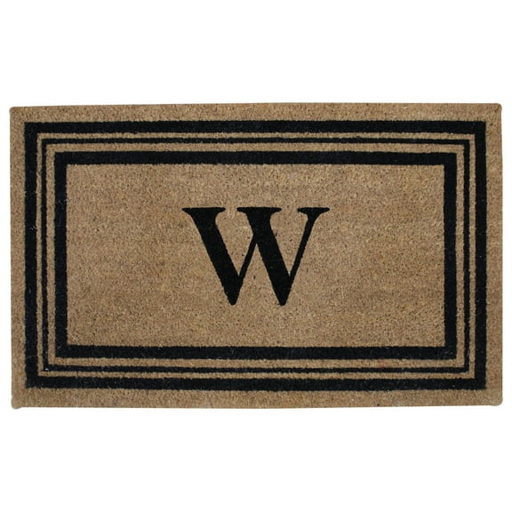 Monogram Printed Coir Fiber Doormat 18x28 Non-Slip Rug, Durable Outdoor / Indoor Mat, Entryway, Front Door, Porch, Patio, Welcome Mat, Letter W