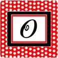 thumbnail image 1 of Monogram - Red Black Polka Dots Foam Coasters Initial Letter O, Set - 4, 1 of 1