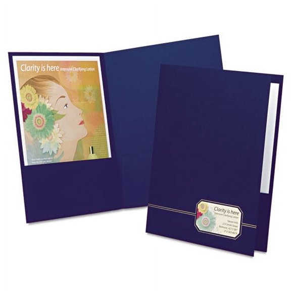 "Monogram Series Business Portfolio, Cover Stock, 0.5"" Capacity, 11 X 8.5, Blue With Embossed Gold Foil Accents, 4/pack | Bundle of 10 Packs"