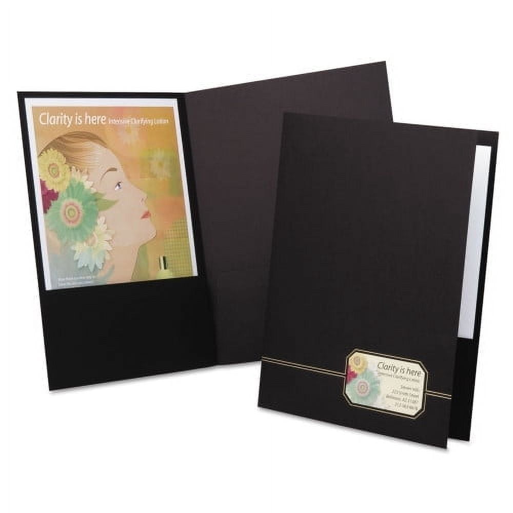 "Monogram Series Business Portfolio, Premium Cover Stock, 0.5"" Capacity, 11 X 8.5, Black W/embossed Gold Foil Accents, 4/pack | Bundle of 5 Packs"