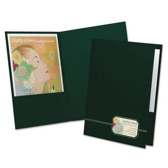 Monogram Series Business Portfolio, Premium Cover Stock, 0.5" Capacity, 11 X 8.5, Green W/embossed G | Bundle of 2