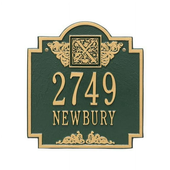 Monogram - Standard Wall - Two Line - Dark Green with Gold Letters