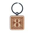 thumbnail image 1 of Monogram Swirls Number 8 Eight Square Keychain Charm Tag - Engraved Wood, 1 of 6