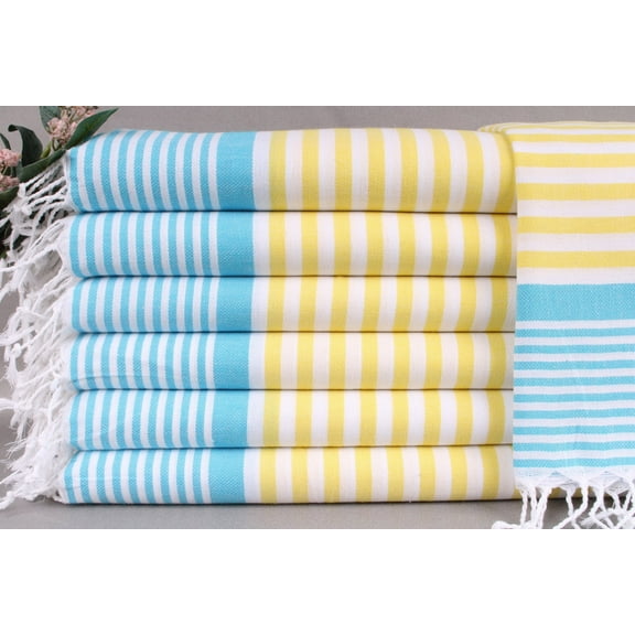 Monogram Tea Towel, Wedding Gift Towels, Yellow-Turquoise Towel, Striped Towel, 24x40 Inches Bathroom Towel, Travel Towel, Owen Towel,