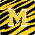thumbnail image 1 of Monogram - Tiger Stripe - Black Gold Foam Coasters, Initial Letter M - Set 4, 3.5 x 3.5 In., 1 of 1