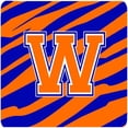 thumbnail image 1 of Monogram - Tiger Stripe - Blue Orange Foam Coasters, Initial Letter W - Set 4, 3.5 x 3.5 In., 1 of 1