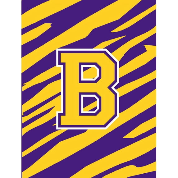 Monogram - Tiger Stripe - Purple Gold Initial B Monogram Initial Flag Garden