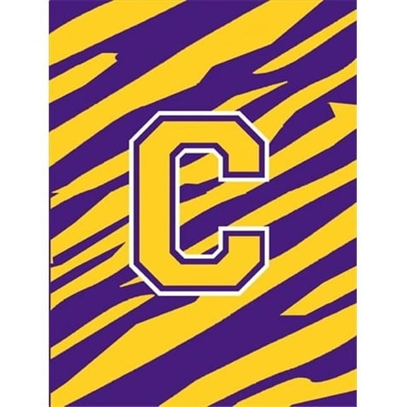 Monogram - Tiger Stripe - Purple Gold Initial C Monogram Initial Flag Garden Size