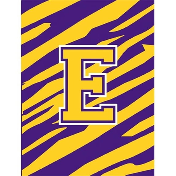 Monogram - Tiger Stripe - Purple Gold Initial E Monogram Initial Flag Garden