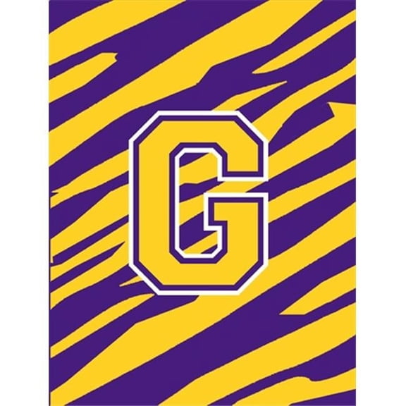 Monogram - Tiger Stripe - Purple Gold Initial G Monogram Initial Flag Garden Size