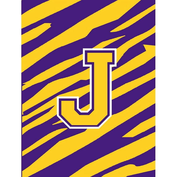 Monogram - Tiger Stripe - Purple Gold Initial J Monogram Initial Flag Garden