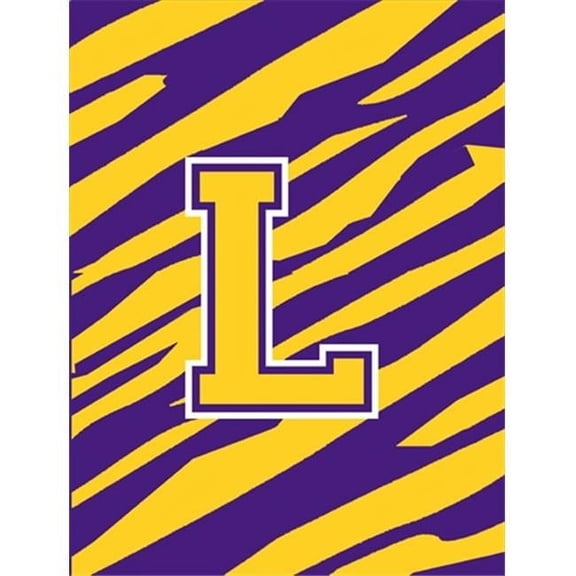 Monogram - Tiger Stripe - Purple Gold Initial L Monogram Initial Flag Garden Size