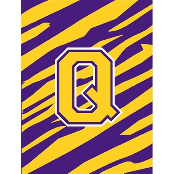 Monogram - Tiger Stripe - Purple Gold Initial Q Monogram Initial Flag Garden Size