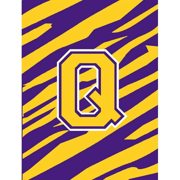 Monogram - Tiger Stripe - Purple Gold Initial Q Monogram Initial Flag Garden