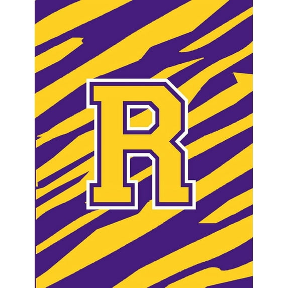 Monogram - Tiger Stripe - Purple Gold Initial R Monogram Initial Flag Garden