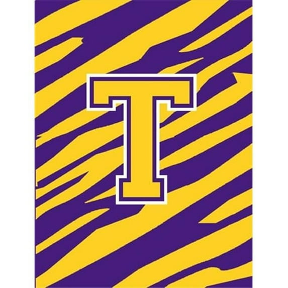 Monogram - Tiger Stripe - Purple Gold Initial T Monogram Initial Flag Garden