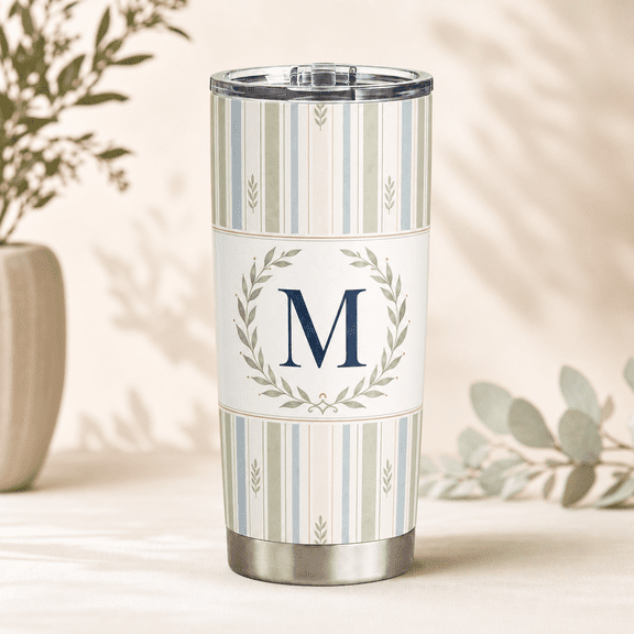 Monogram Tumbler Personalized Laurel Design for Everyday Sip & Gift Giving