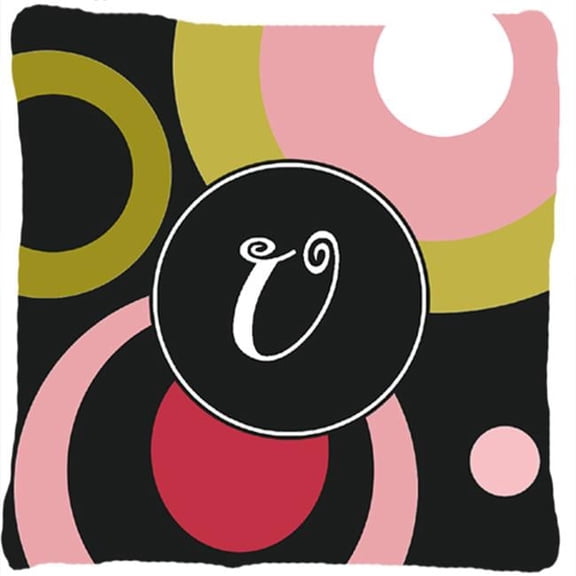 Monogram U Retro In Black Indoor & Outdoor Fabric Decorative Pillow