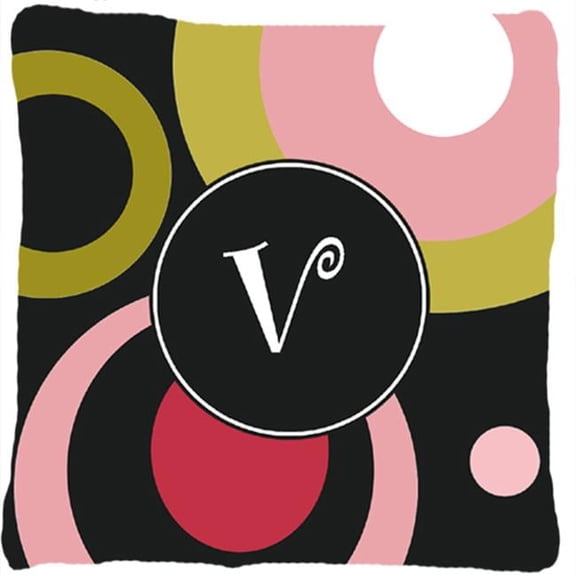 Monogram V Retro In Black Indoor & Outdoor Fabric Decorative Pillow