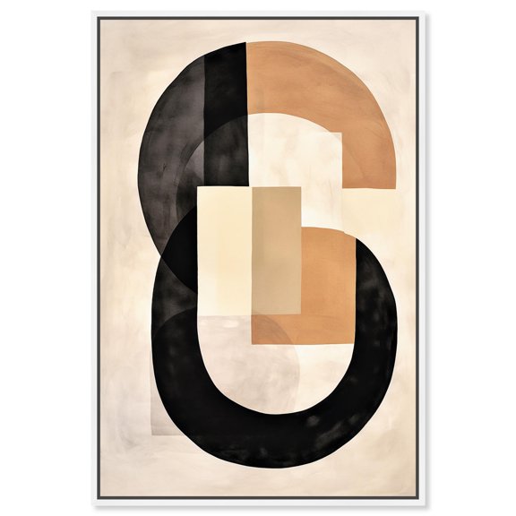 Monogram Version of a Six Canvas Modern Neutral Wall Art by Art Remedy, White Frame, 10" x 15"