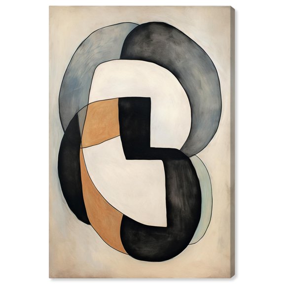 Monogram Version of an Eight Canvas Modern Neutral Wall Art by Art Remedy, Gallery Wrapped, 10" x 15"