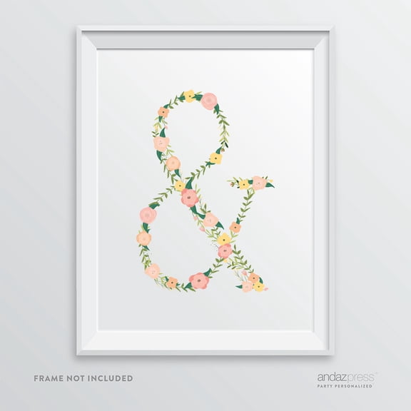 & Monogram Wall Art Letters, Coral Floral Roses